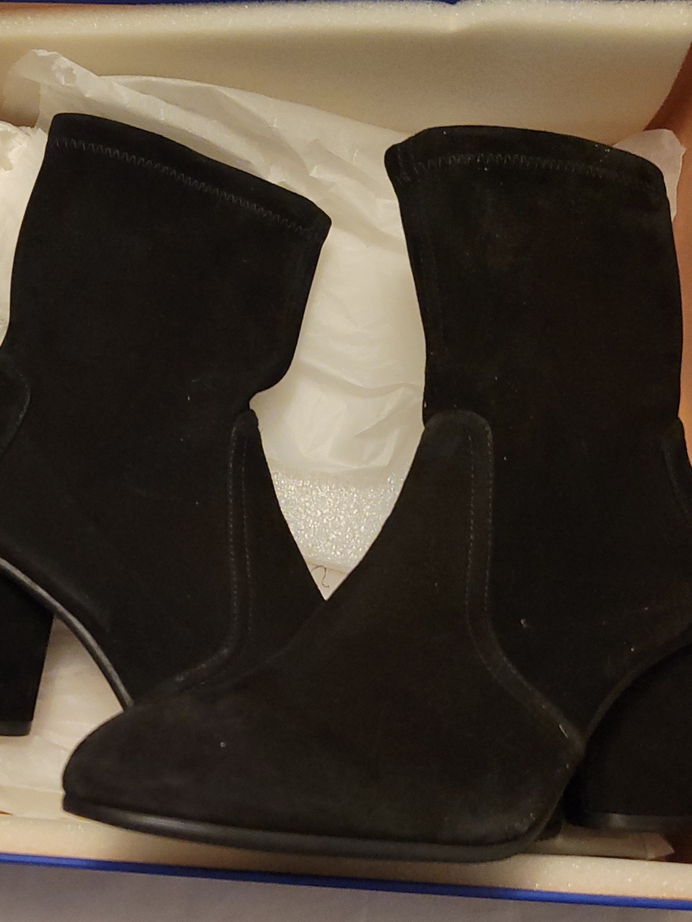 Stuart Weitzman Black Suede Pointed Ankle Boots